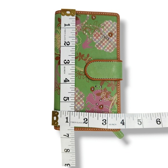 Fossil Floral Leather Wallet Organizer Checkbook ID Window Floral Green Brown OS - Picture 7 of 8